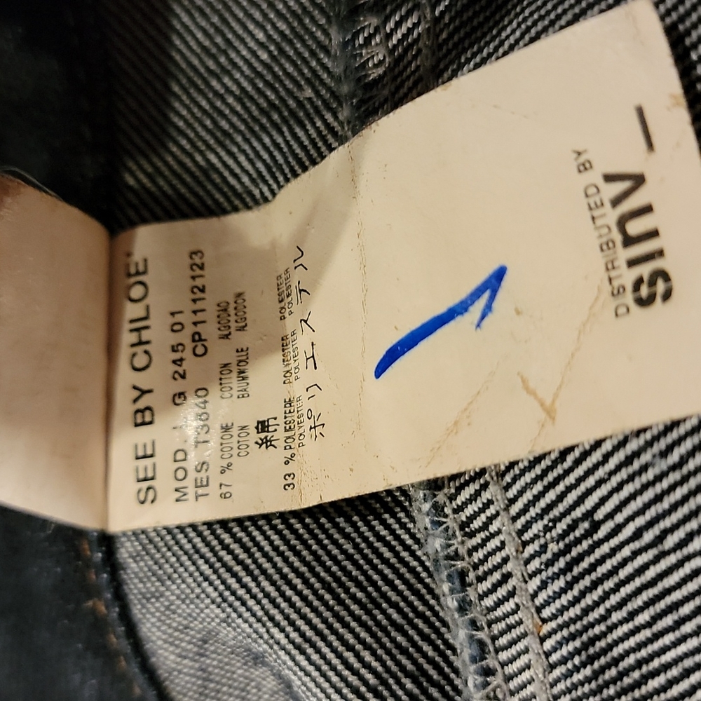 SEE BY CHLOE Dark Blue Denim Skirt US 8 Made In Italy GUC - Picture 5 of 16